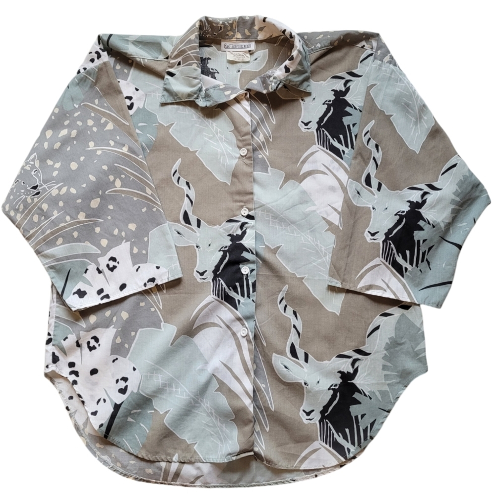 Jungle Cat 3/4 Sleeve Button up shirt Mountain Goat